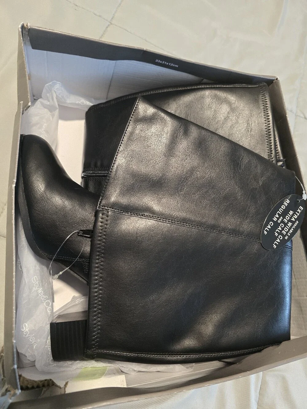 Style & Co Addyy Knee High Boots Black Extra Wide Calf Block Heel Women's 9.5W